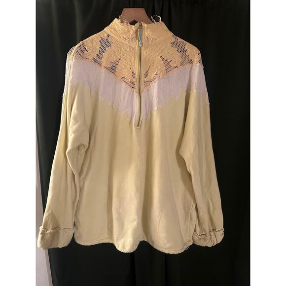 Free People Isla Crochet Quarter Zip Pullover Sweatshirt - Picture 5 of 7